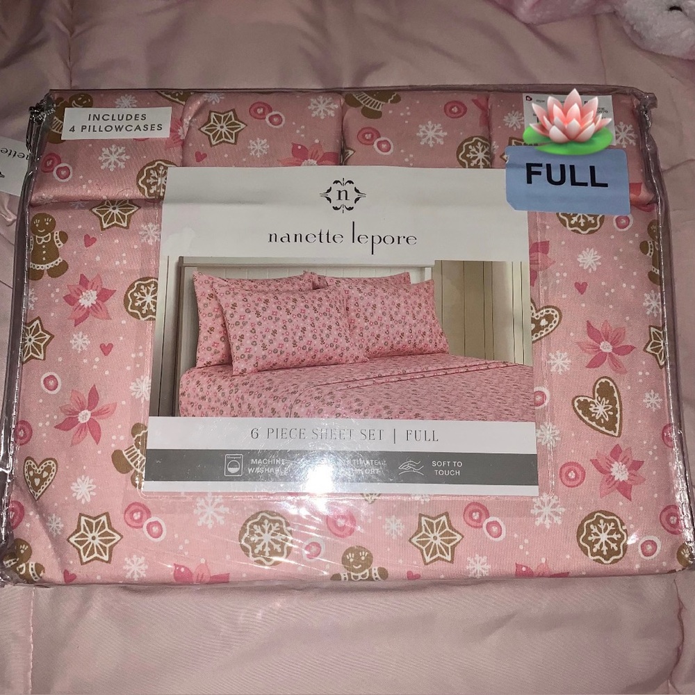 NEW Nanette Lepore Pink Gingerbread Coquette Full Sheet Set NWT